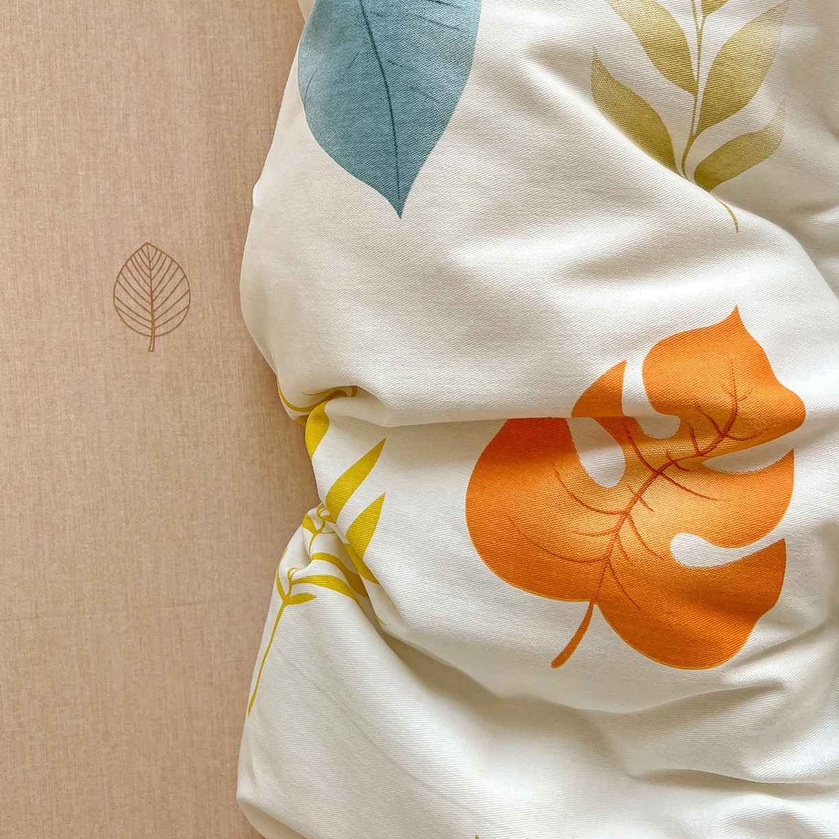 91家纺网 家纺一手货源 找家纺 依庭 2025新款高克重全棉纯棉磨毛印花单被套 叶之恋