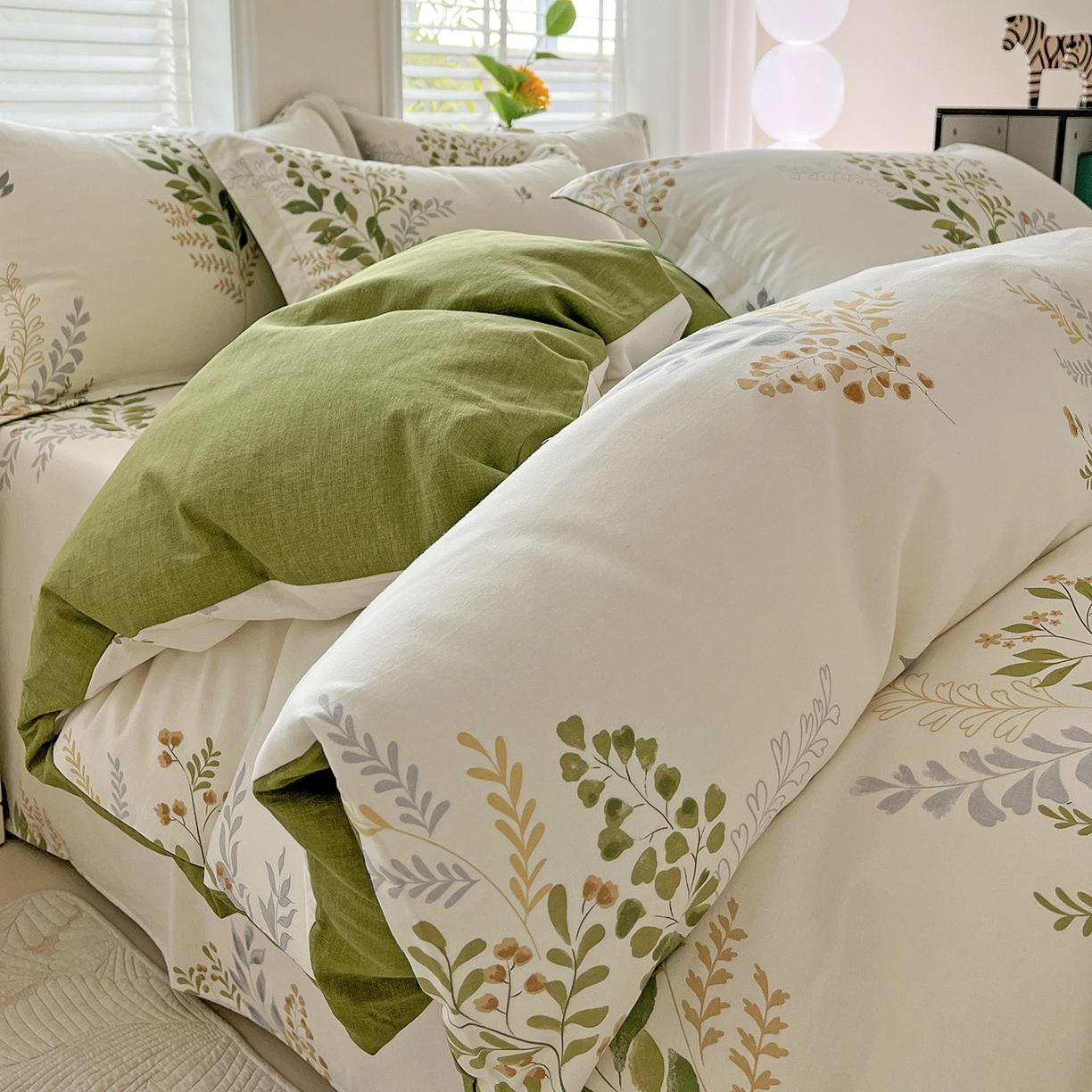 91家纺网 家纺一手货源 找家纺 依庭 2025新款高克重全棉纯棉磨毛印花单被套 叶芝