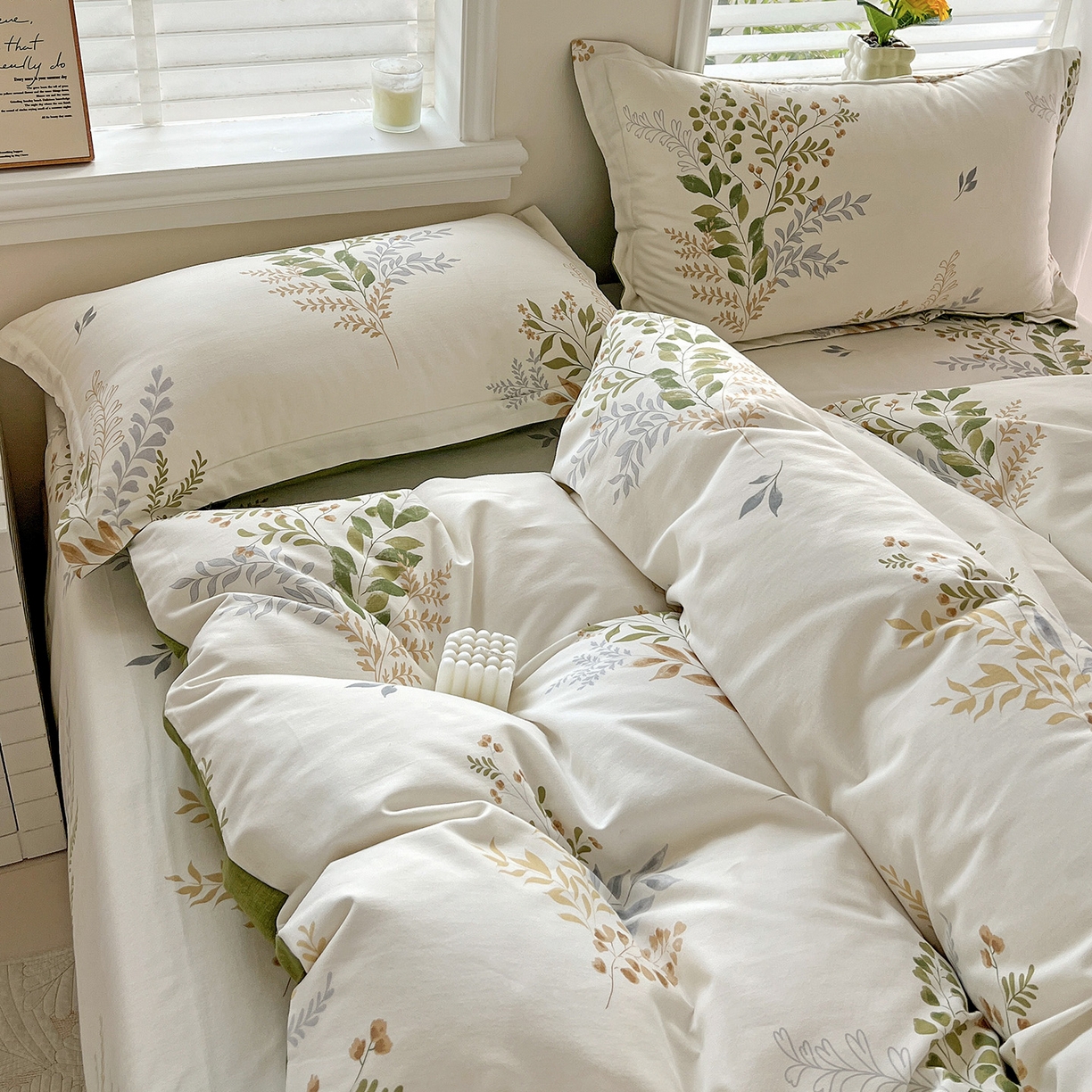 91家纺网 家纺一手货源 找家纺 依庭 2025新款高克重全棉纯棉磨毛印花单被套 叶芝