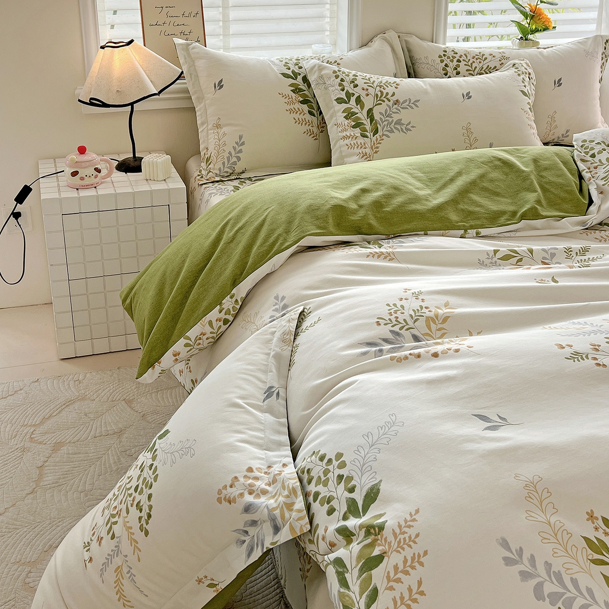 91家纺网 家纺一手货源 找家纺 依庭 2025新款高克重全棉纯棉磨毛印花单被套 叶芝