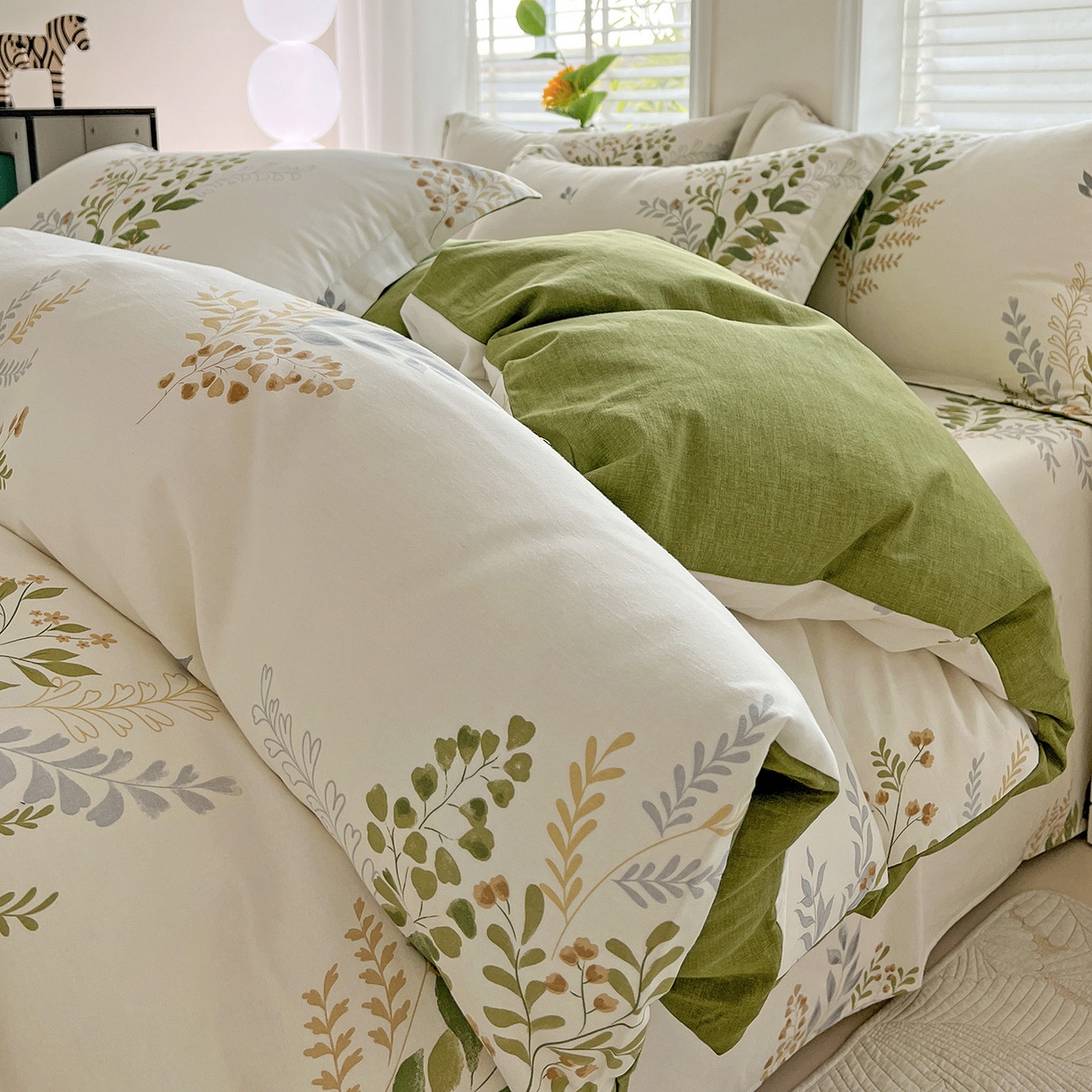 91家纺网 家纺一手货源 找家纺 依庭 2025新款高克重全棉纯棉磨毛印花单被套 叶芝