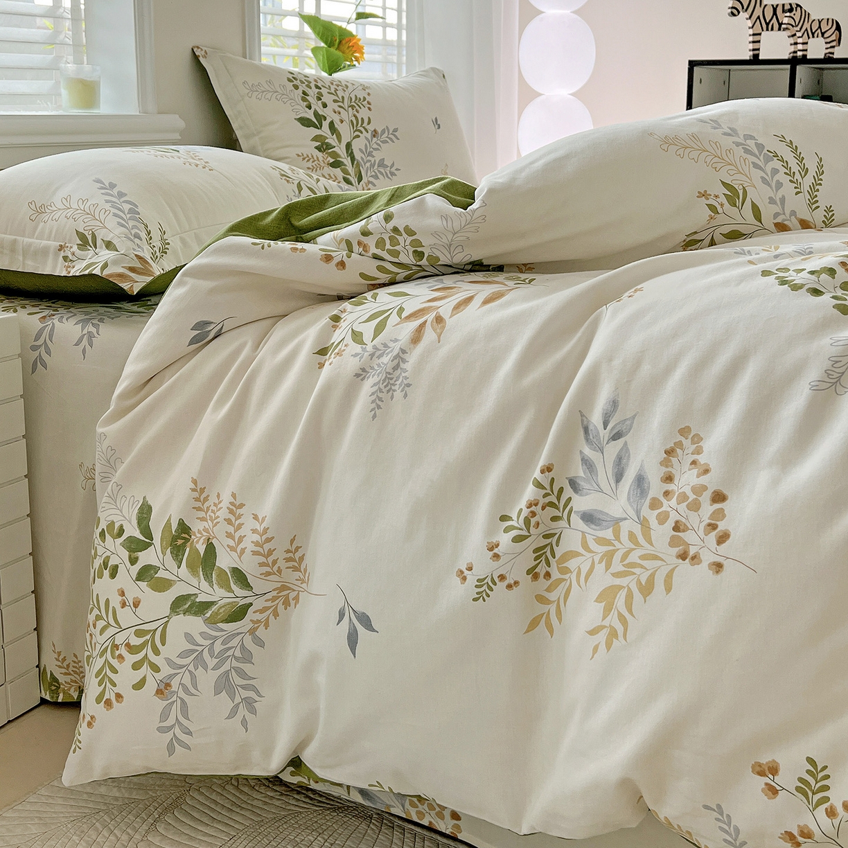 91家纺网 家纺一手货源 找家纺 依庭 2025新款高克重全棉纯棉磨毛印花单被套 叶芝