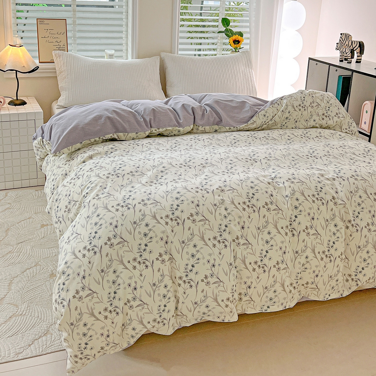 91家纺网 家纺一手货源 找家纺 依庭 2025新款高克重全棉纯棉磨毛印花单被套 樱贝