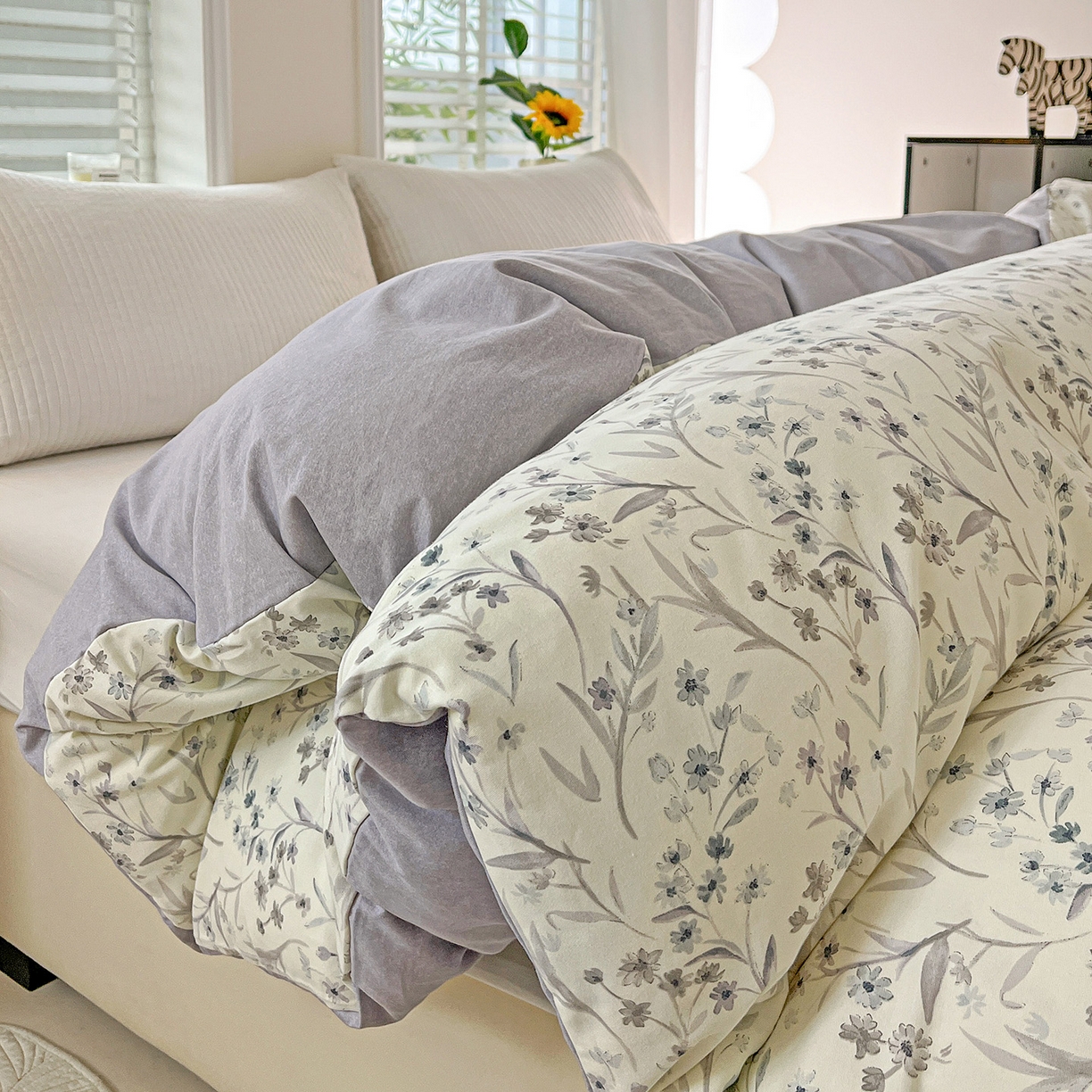 91家纺网 家纺一手货源 找家纺 依庭 2025新款高克重全棉纯棉磨毛印花单被套 樱贝