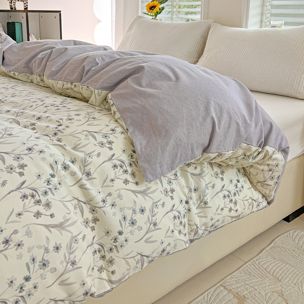 91家纺网 家纺一手货源 找家纺 依庭 2025新款高克重全棉纯棉磨毛印花单被套 樱贝