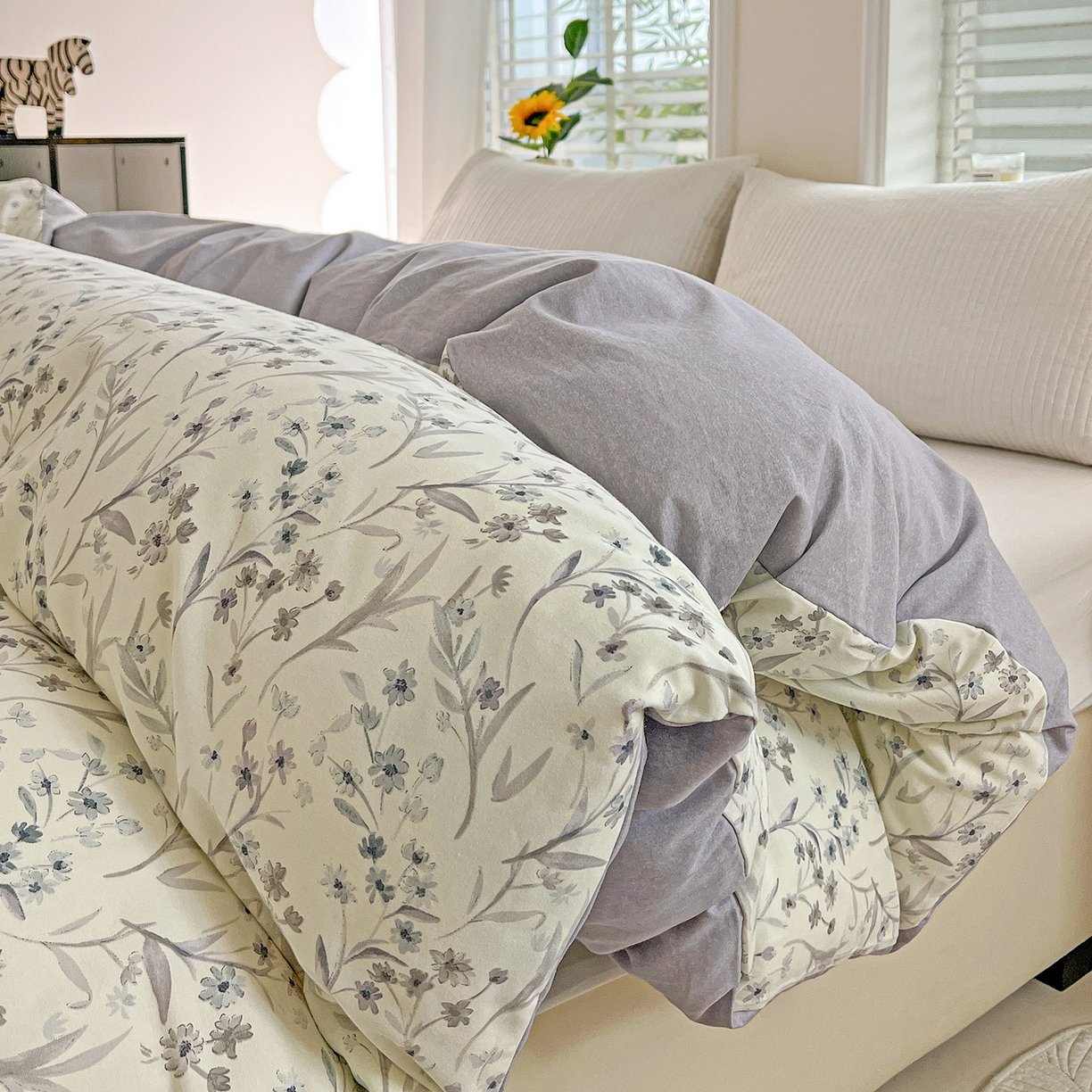 91家纺网 家纺一手货源 找家纺 依庭 2025新款高克重全棉纯棉磨毛印花单被套 樱贝