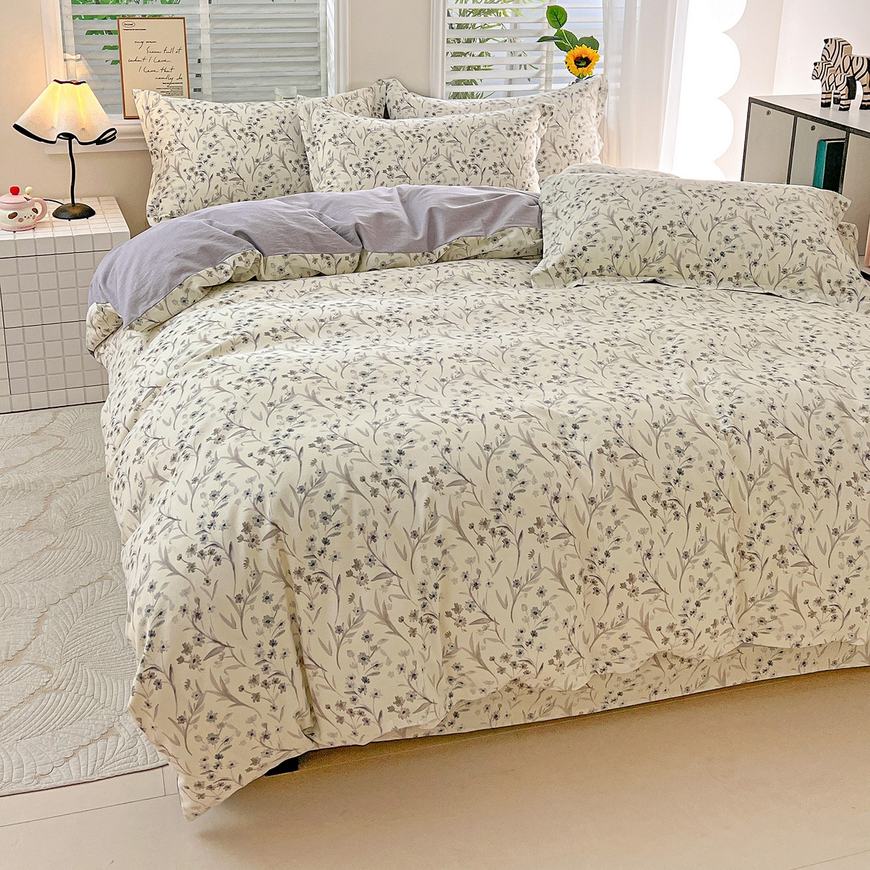 91家纺网 家纺一手货源 找家纺 依庭 2025新款高克重全棉纯棉磨毛印花单被套 樱贝