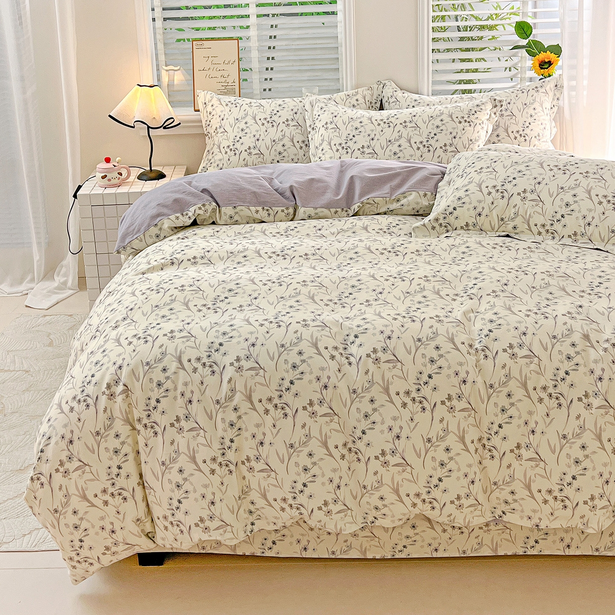 91家纺网 家纺一手货源 找家纺 依庭 2025新款高克重全棉纯棉磨毛印花单被套 樱贝