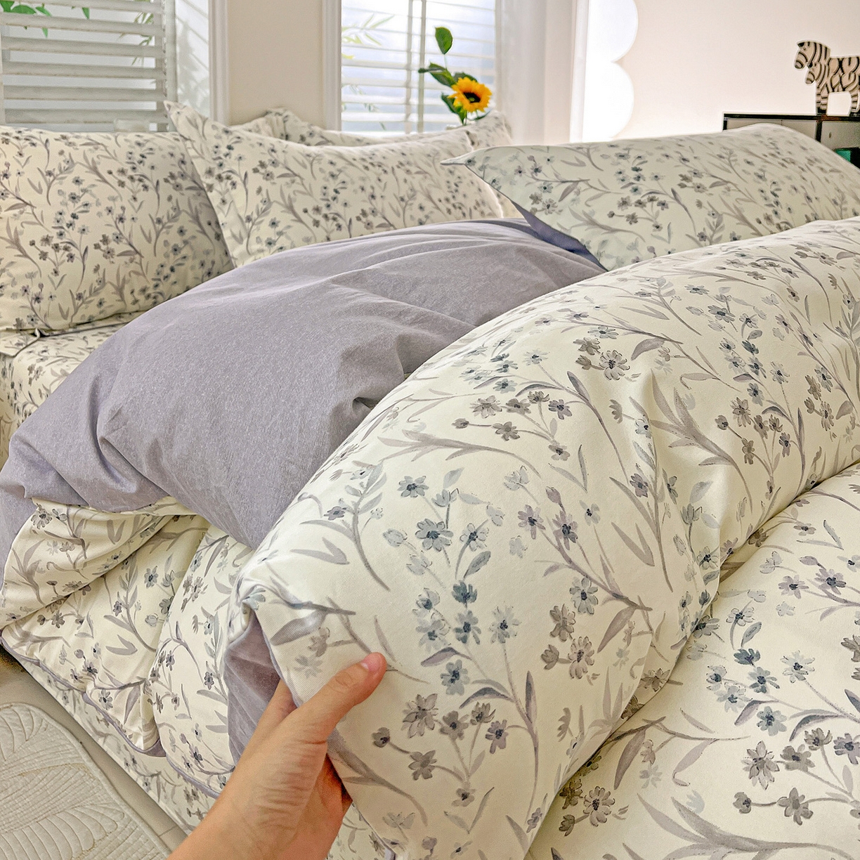 91家纺网 家纺一手货源 找家纺 依庭 2025新款高克重全棉纯棉磨毛印花单被套 樱贝