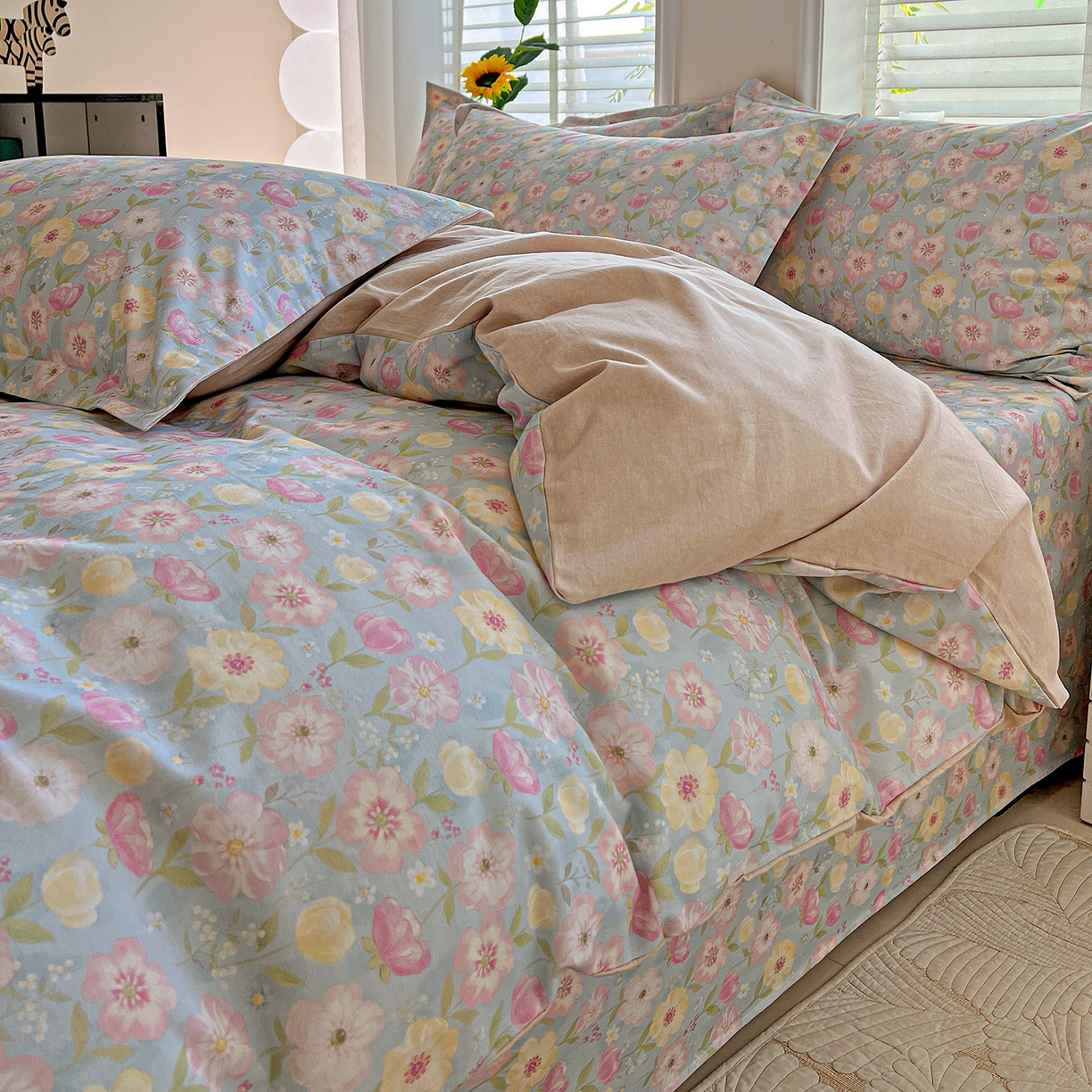 依庭 2025新款高克重全棉纯棉磨毛印花单被套 樱絮仙踪