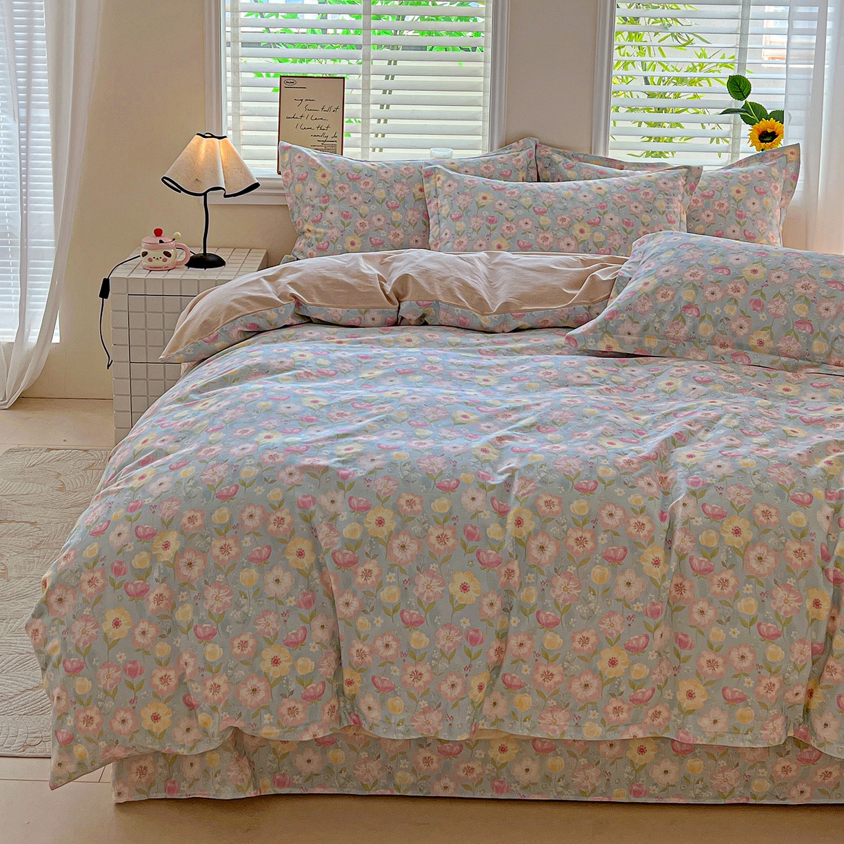 91家纺网 家纺一手货源 找家纺 依庭 2025新款高克重全棉纯棉磨毛印花单被套 樱絮仙踪