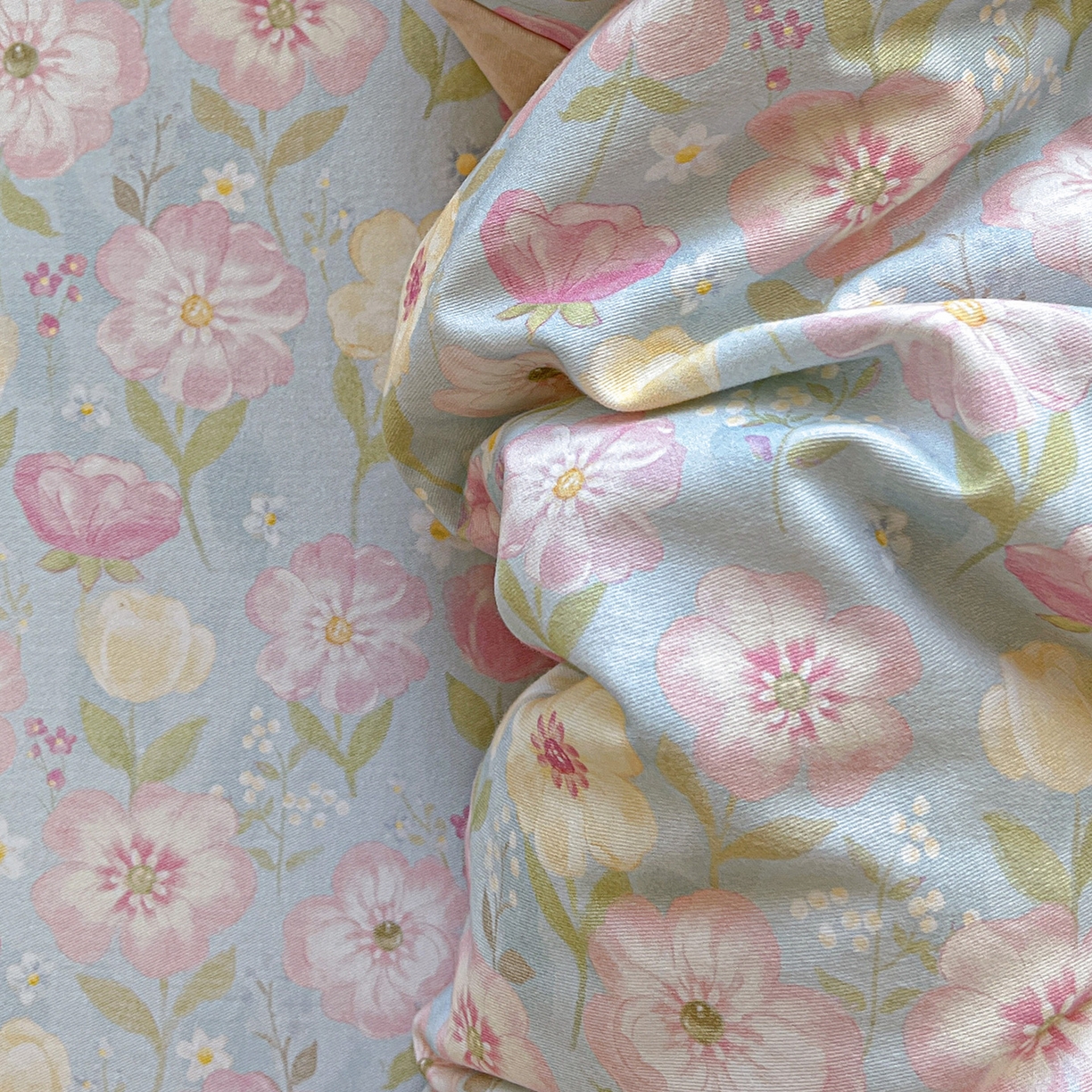 91家纺网 家纺一手货源 找家纺 依庭 2025新款高克重全棉纯棉磨毛印花单被套 樱絮仙踪