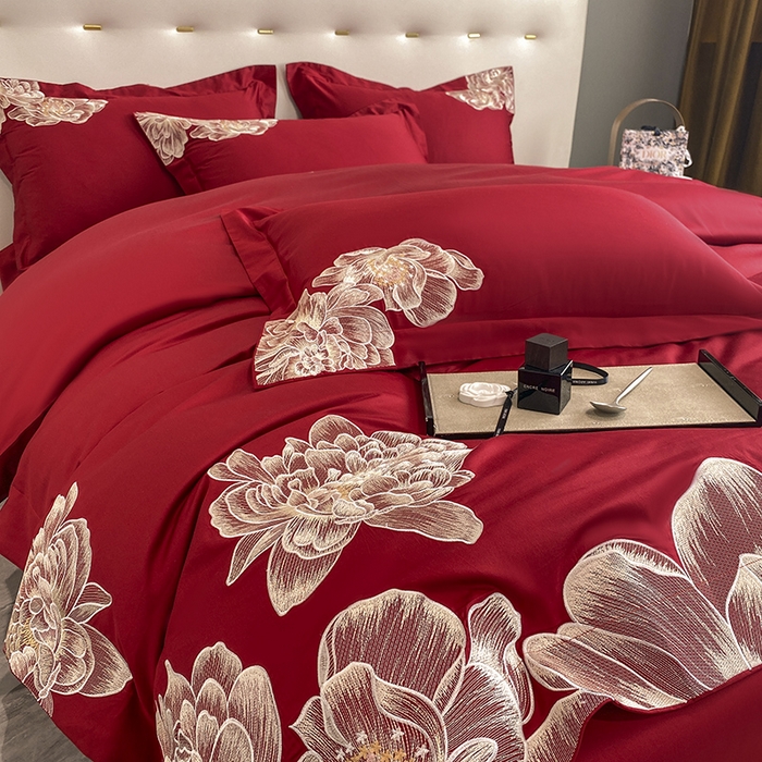 91家纺网 家纺一手货源 找家纺 （总）置顶家纺 新款60支长绒棉刺绣四件套--繁花似锦