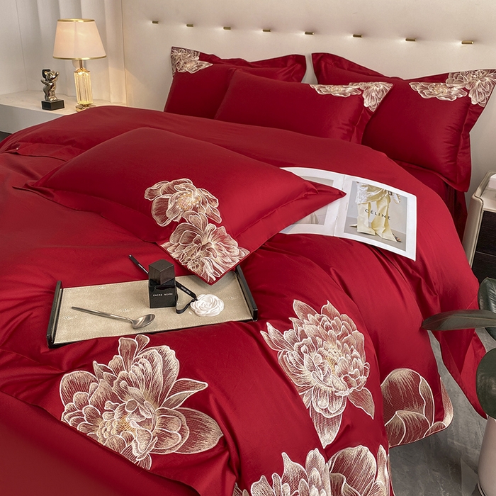 91家纺网 家纺一手货源 找家纺 （总）置顶家纺 新款60支长绒棉刺绣四件套--繁花似锦