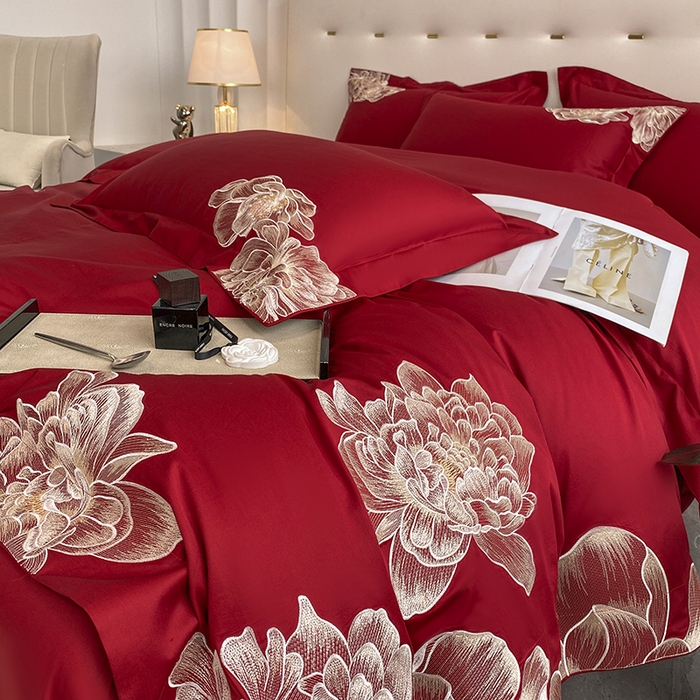 91家纺网 家纺一手货源 找家纺 （总）置顶家纺 新款60支长绒棉刺绣四件套--繁花似锦