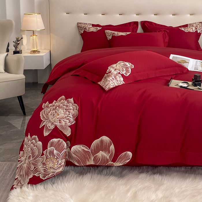 91家纺网 家纺一手货源 找家纺 （总）置顶家纺 新款60支长绒棉刺绣四件套--繁花似锦