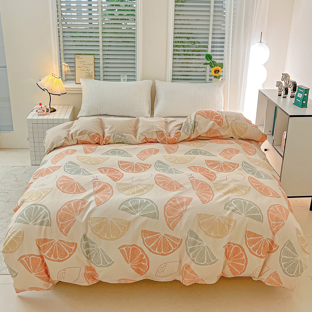 91家纺网 家纺一手货源 找家纺 依庭 2025新款高克重全棉纯棉磨毛印花单被套 柚见