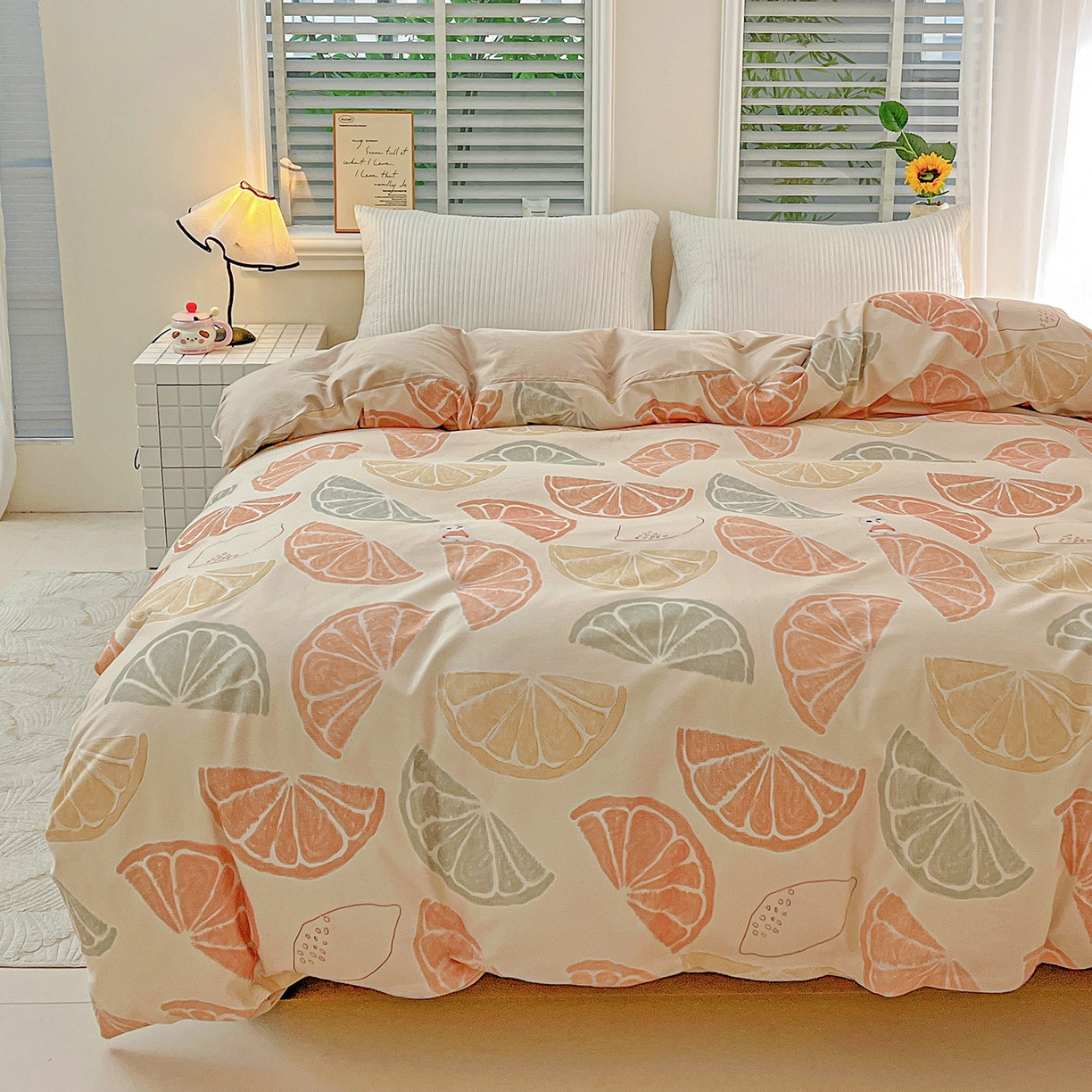 91家纺网 家纺一手货源 找家纺 依庭 2025新款高克重全棉纯棉磨毛印花单被套 柚见