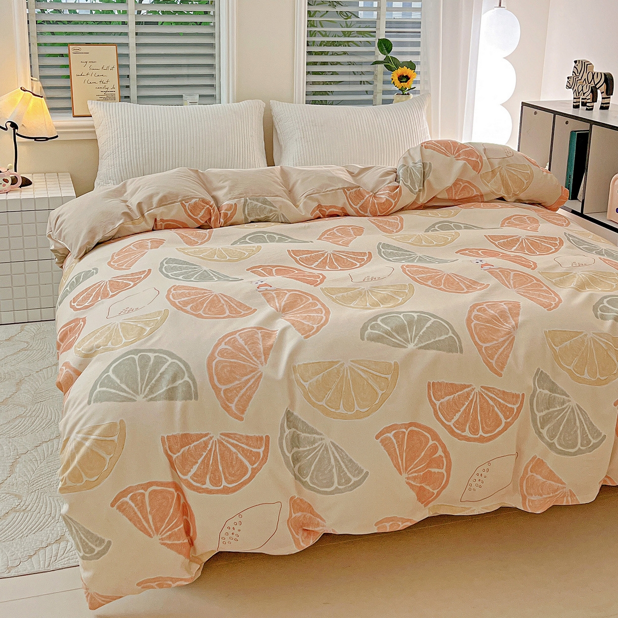 91家纺网 家纺一手货源 找家纺 依庭 2025新款高克重全棉纯棉磨毛印花单被套 柚见