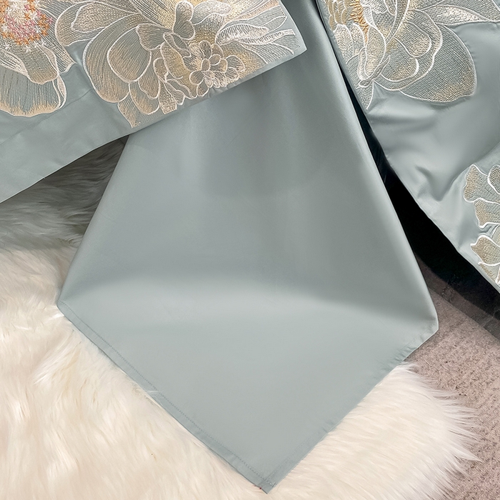 91家纺网 家纺一手货源 找家纺 置顶家纺 新款60支长绒棉刺绣四件套--繁花似锦 繁花似锦-繁星蓝