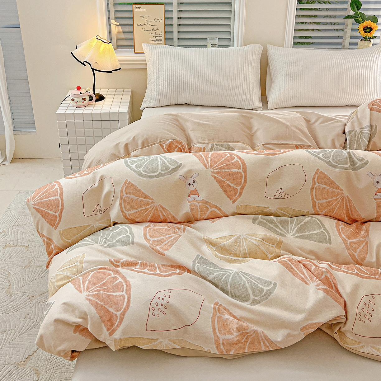 91家纺网 家纺一手货源 找家纺 依庭 2025新款高克重全棉纯棉磨毛印花单被套 柚见