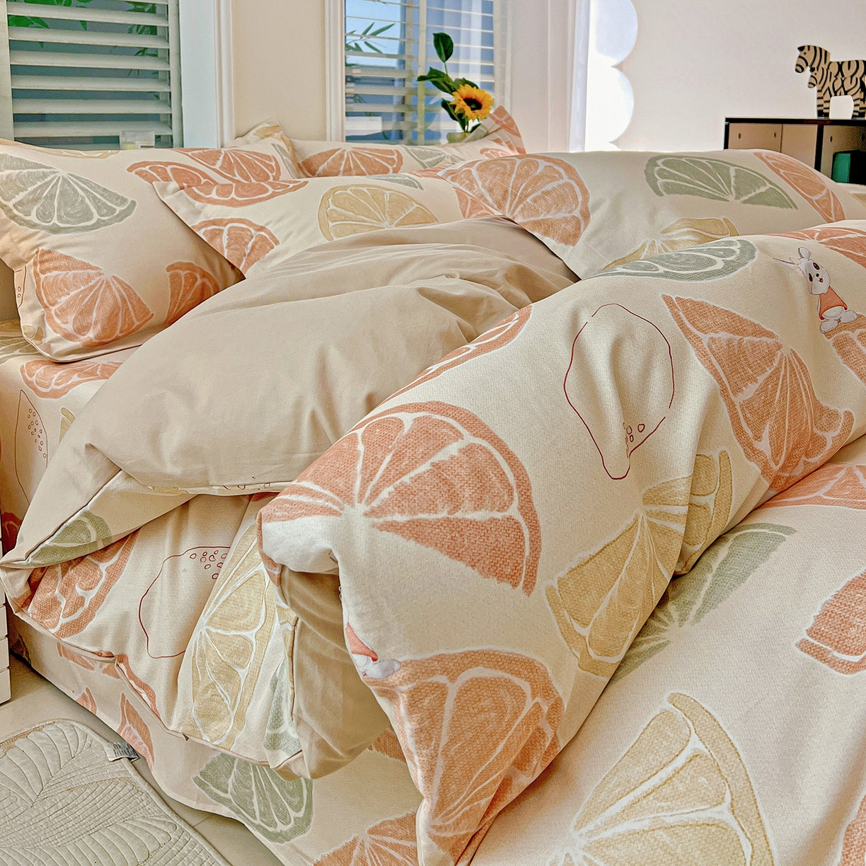 91家纺网 家纺一手货源 找家纺 依庭 2025新款高克重全棉纯棉磨毛印花单被套 柚见