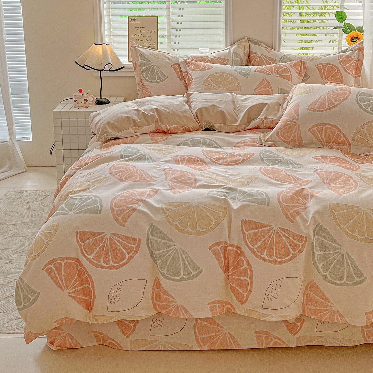 91家纺网 家纺一手货源 找家纺 依庭 2025新款高克重全棉纯棉磨毛印花单被套 柚见