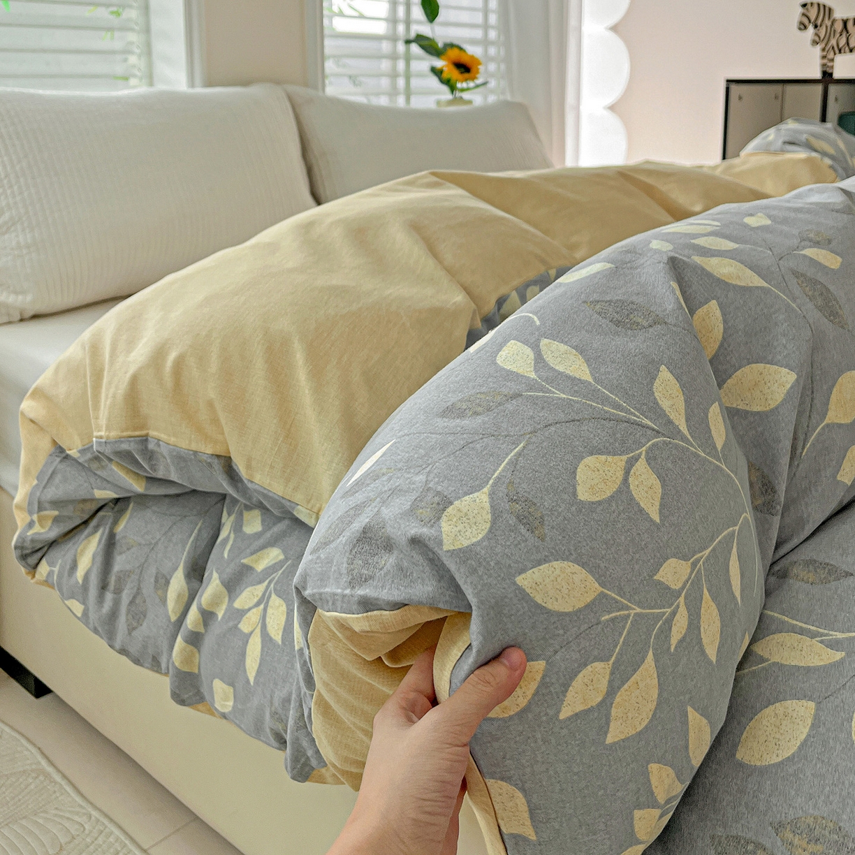 91家纺网 家纺一手货源 找家纺 依庭 2025新款高克重全棉纯棉磨毛印花单被套 灼华