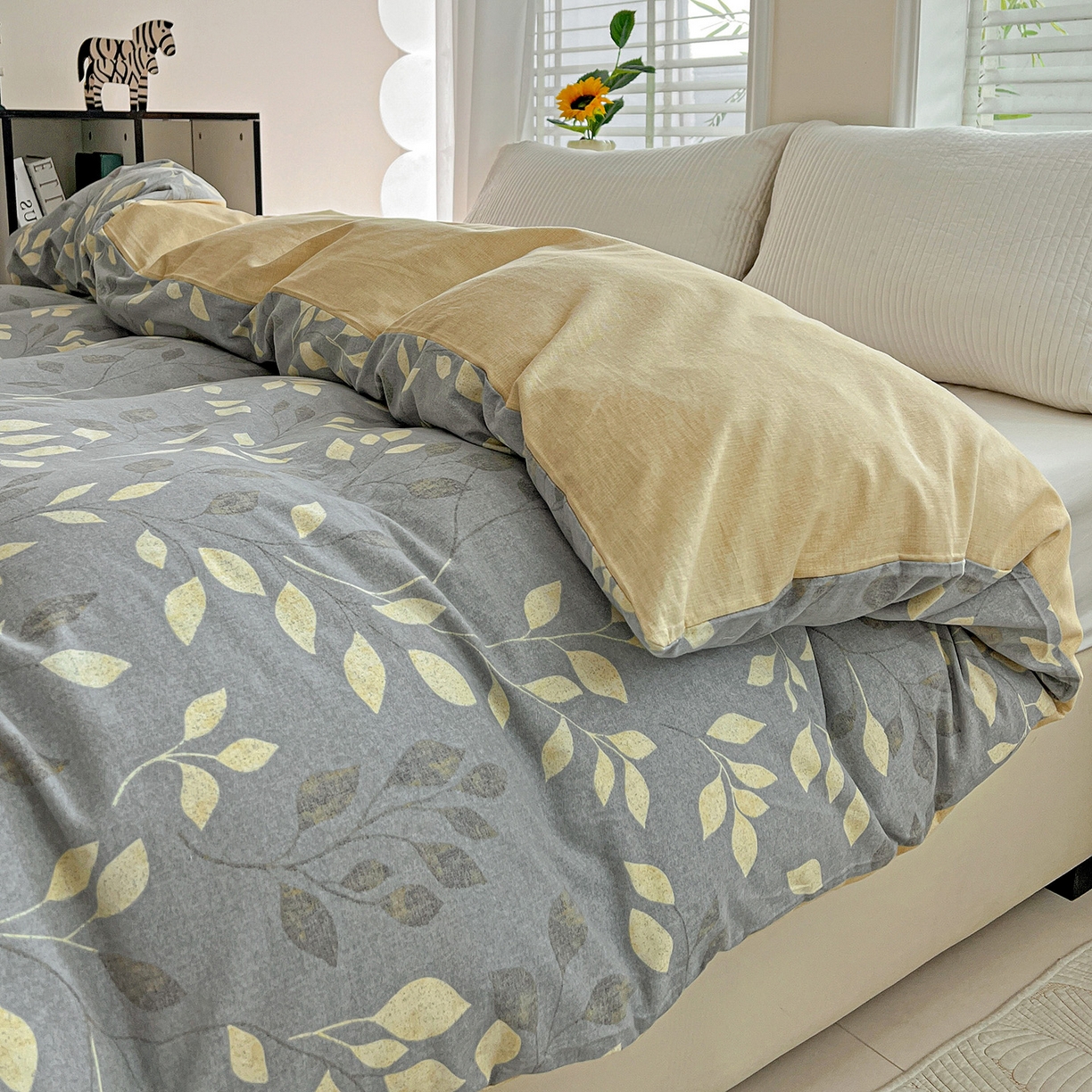 91家纺网 家纺一手货源 找家纺 依庭 2025新款高克重全棉纯棉磨毛印花单被套 灼华