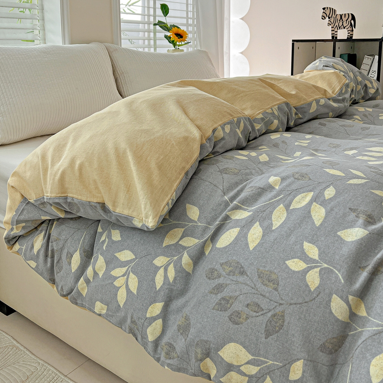 91家纺网 家纺一手货源 找家纺 依庭 2025新款高克重全棉纯棉磨毛印花单被套 灼华