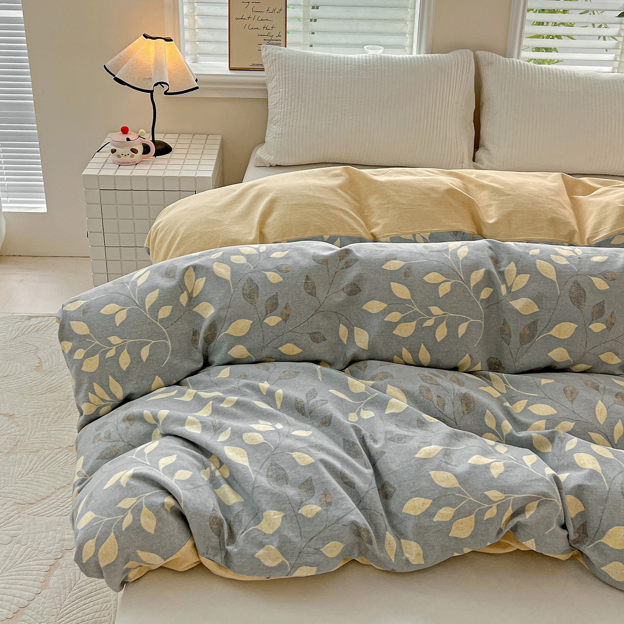 91家纺网 家纺一手货源 找家纺 依庭 2025新款高克重全棉纯棉磨毛印花单被套 灼华