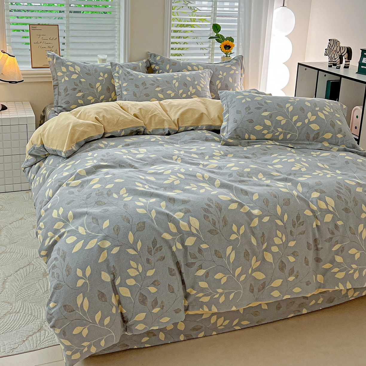 91家纺网 家纺一手货源 找家纺 依庭 2025新款高克重全棉纯棉磨毛印花单被套 灼华