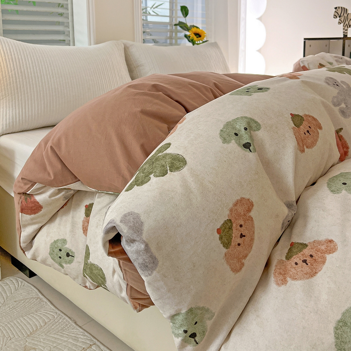 91家纺网 家纺一手货源 找家纺 （总）依庭 2025新款高克重全棉纯棉磨毛印花四件套