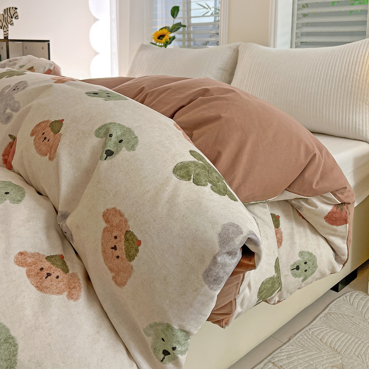 91家纺网 家纺一手货源 找家纺 （总）依庭 2025新款高克重全棉纯棉磨毛印花四件套