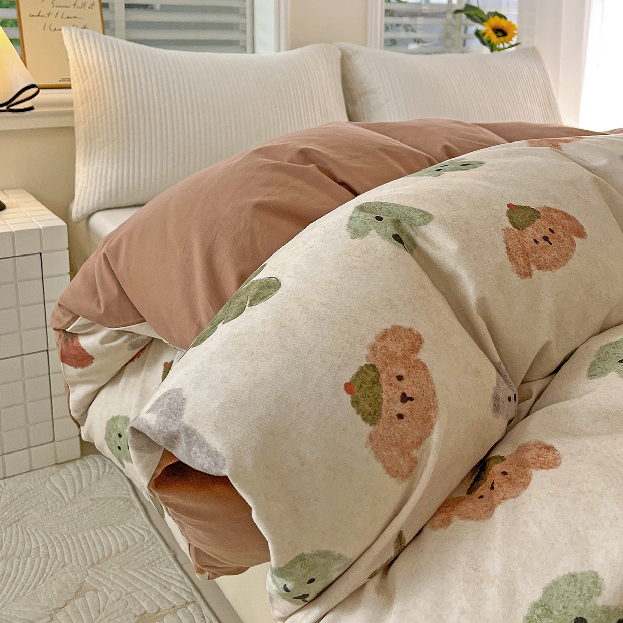 91家纺网 家纺一手货源 找家纺 （总）依庭 2025新款高克重全棉纯棉磨毛印花四件套