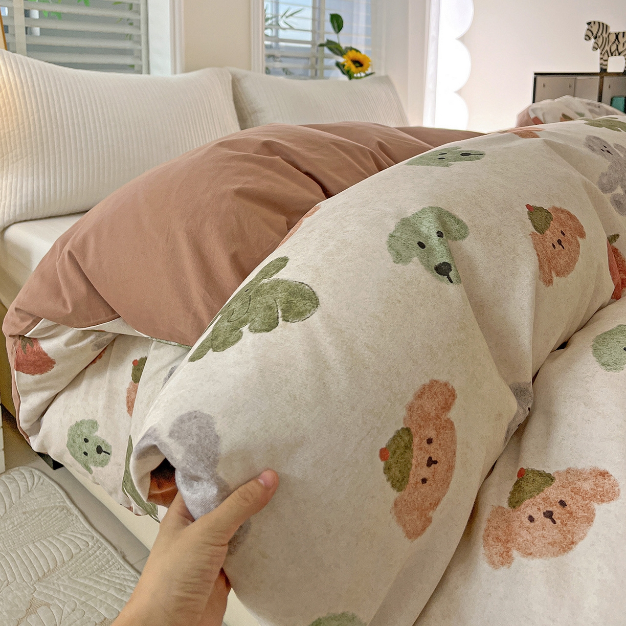 91家纺网 家纺一手货源 找家纺 （总）依庭 2025新款高克重全棉纯棉磨毛印花四件套