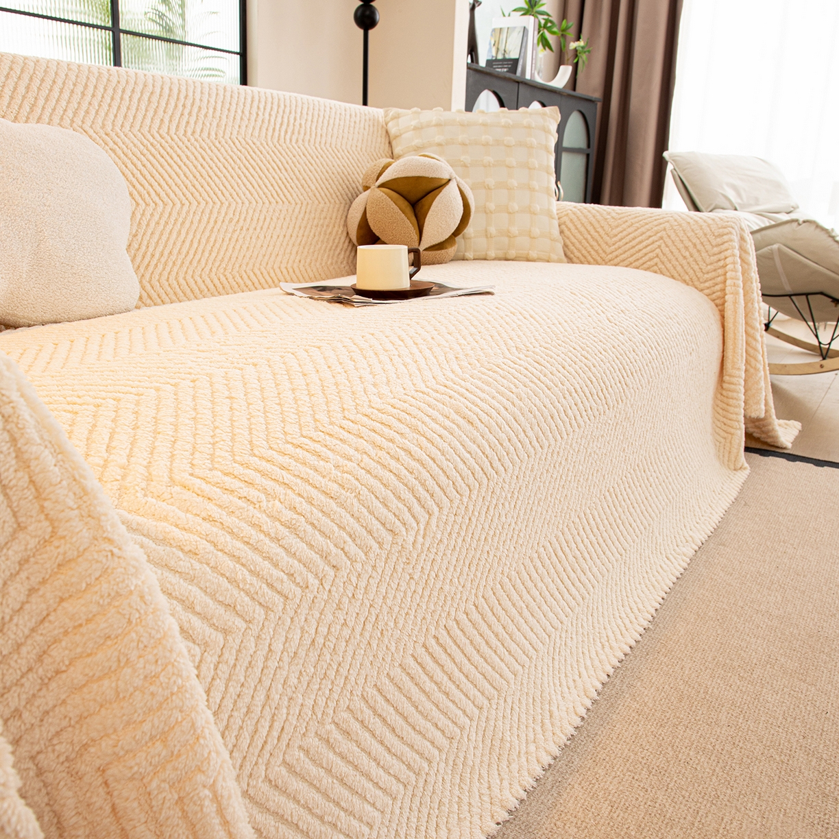 91家纺网 家纺一手货源 找家纺 （总）沐沐家纺 2025新款秋月沙发巾