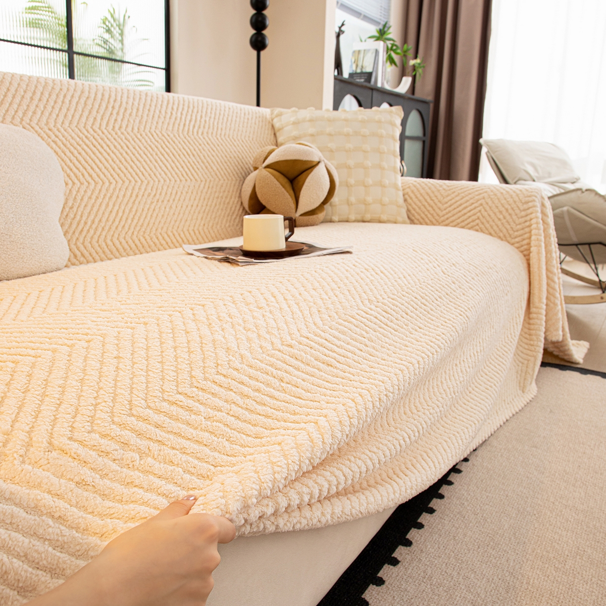 91家纺网 家纺一手货源 找家纺 （总）沐沐家纺 2025新款秋月沙发巾