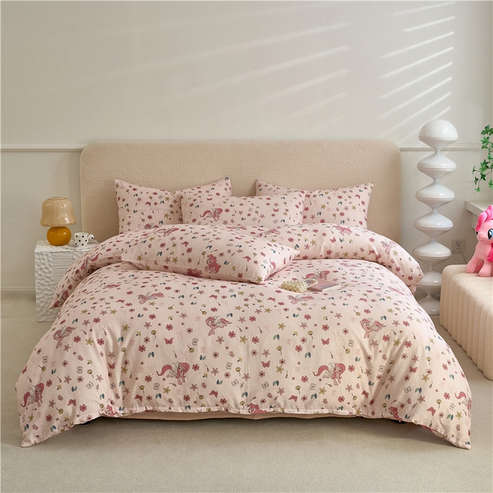 百利卡通（原迪士尼家纺） 2025新款全棉双层纱小马宝莉系列三四件套 花中碧琪