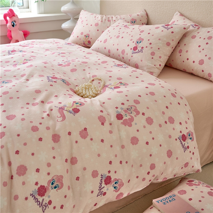 91家纺网 家纺一手货源 找家纺 百利卡通（原迪士尼家纺） 2025新款全棉双层纱小马宝莉系列三四件套 花中柔柔