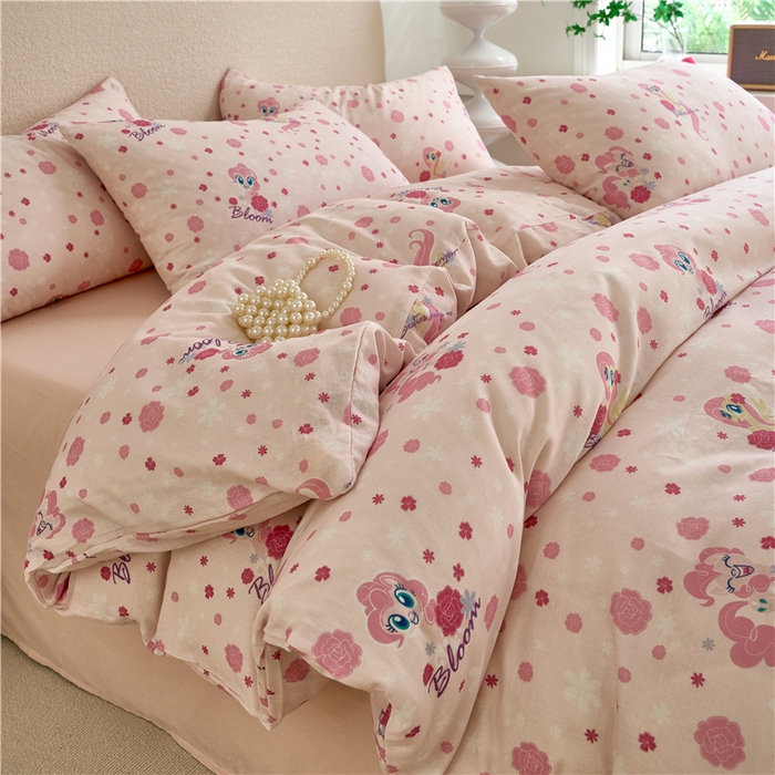 91家纺网 家纺一手货源 找家纺 百利卡通（原迪士尼家纺） 2025新款全棉双层纱小马宝莉系列三四件套 花中柔柔