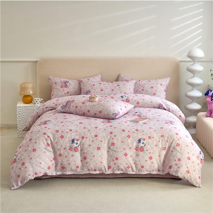 百利卡通（原迪士尼家纺） 2025新款全棉双层纱小马宝莉系列三四件套 花中珍奇