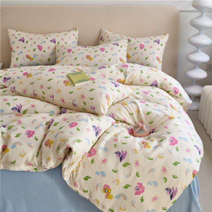 91家纺网 家纺一手货源 找家纺 百利卡通（原迪士尼家纺） 2025新款全棉双层纱小马宝莉系列三四件套 云和紫悦