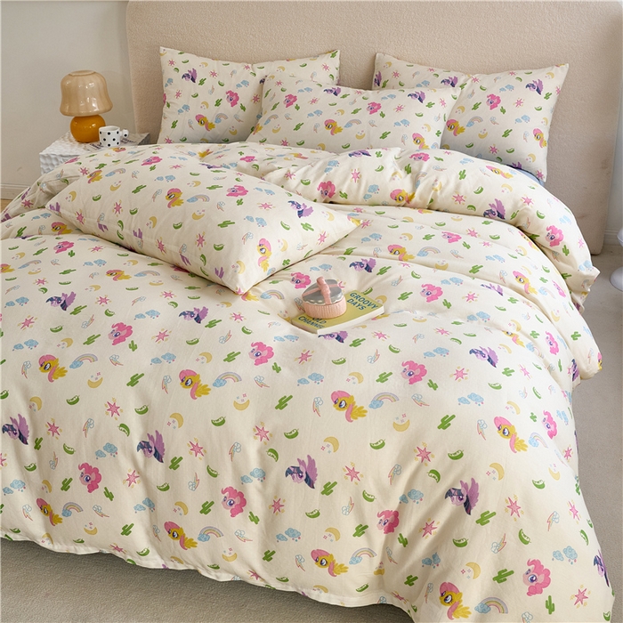 91家纺网 家纺一手货源 找家纺 百利卡通（原迪士尼家纺） 2025新款全棉双层纱小马宝莉系列三四件套 云和紫悦