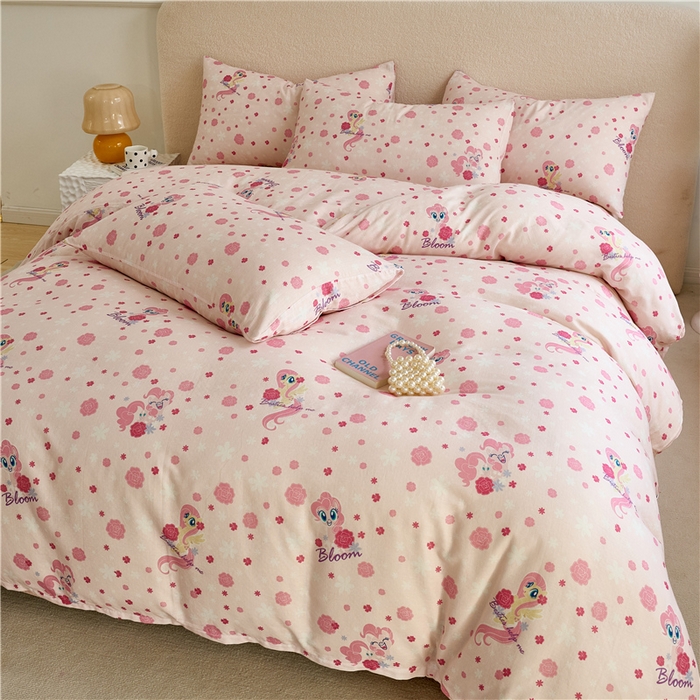 91家纺网 家纺一手货源 找家纺 百利卡通（原迪士尼家纺） 2025新款全棉双层纱小马宝莉系列三四件套 花中柔柔