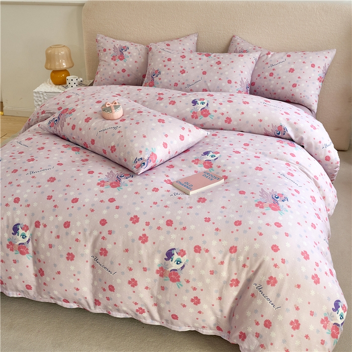 91家纺网 家纺一手货源 找家纺 百利卡通（原迪士尼家纺） 2025新款全棉双层纱小马宝莉系列三四件套 花中珍奇