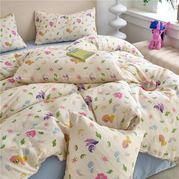 91家纺网 家纺一手货源 找家纺 百利卡通（原迪士尼家纺） 2025新款全棉双层纱小马宝莉系列三四件套 云和紫悦