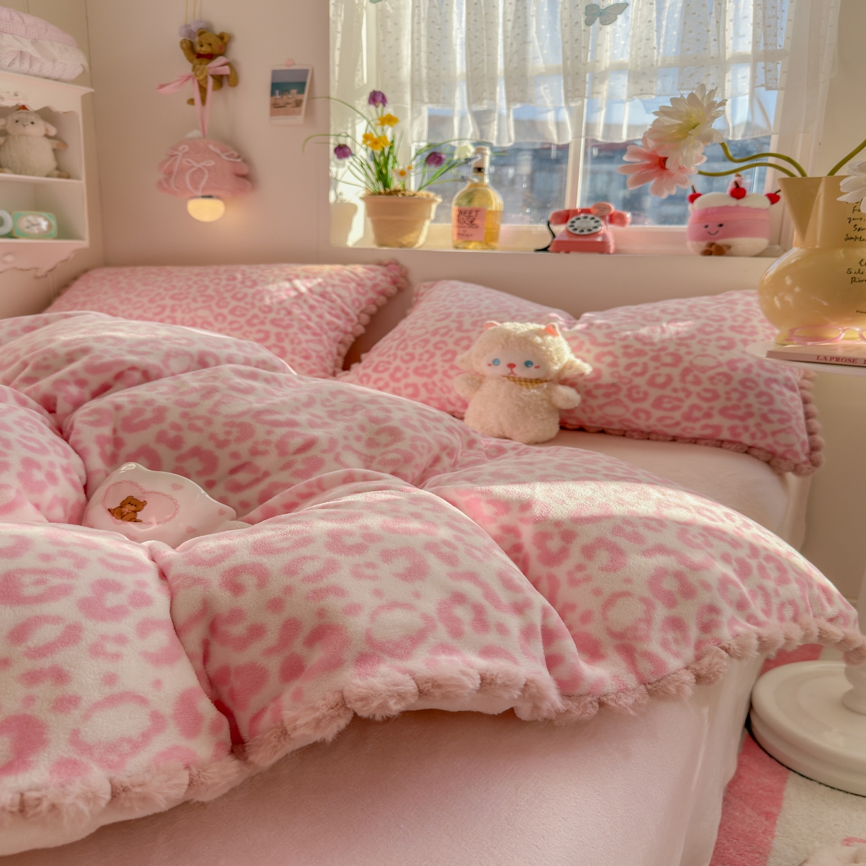 91家纺网 家纺一手货源 找家纺 （总）初念 2025新款牛奶绒印花四件套-豹纹