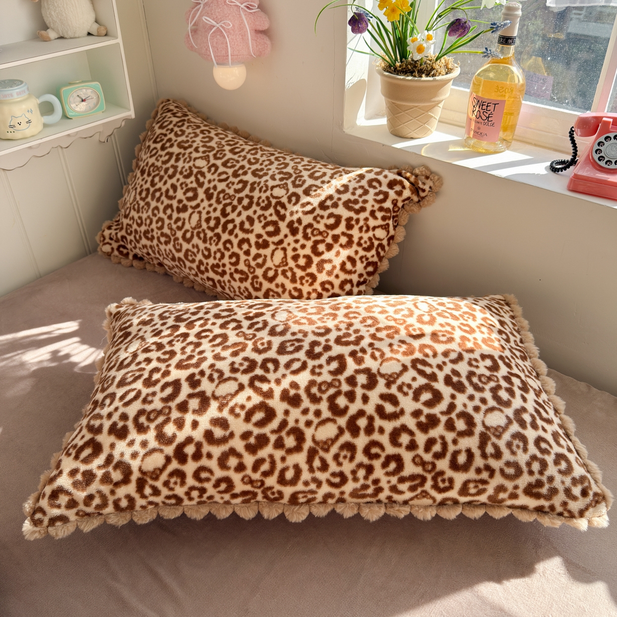 91家纺网 家纺一手货源 找家纺 初念 2025新款牛奶绒印花四件套-豹纹 牛奶绒-咖豹纹