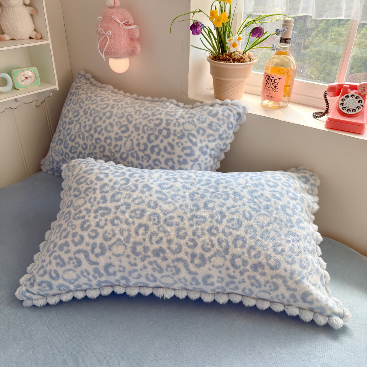 91家纺网 家纺一手货源 找家纺 初念 2025新款牛奶绒印花四件套-豹纹 牛奶绒-蓝豹纹